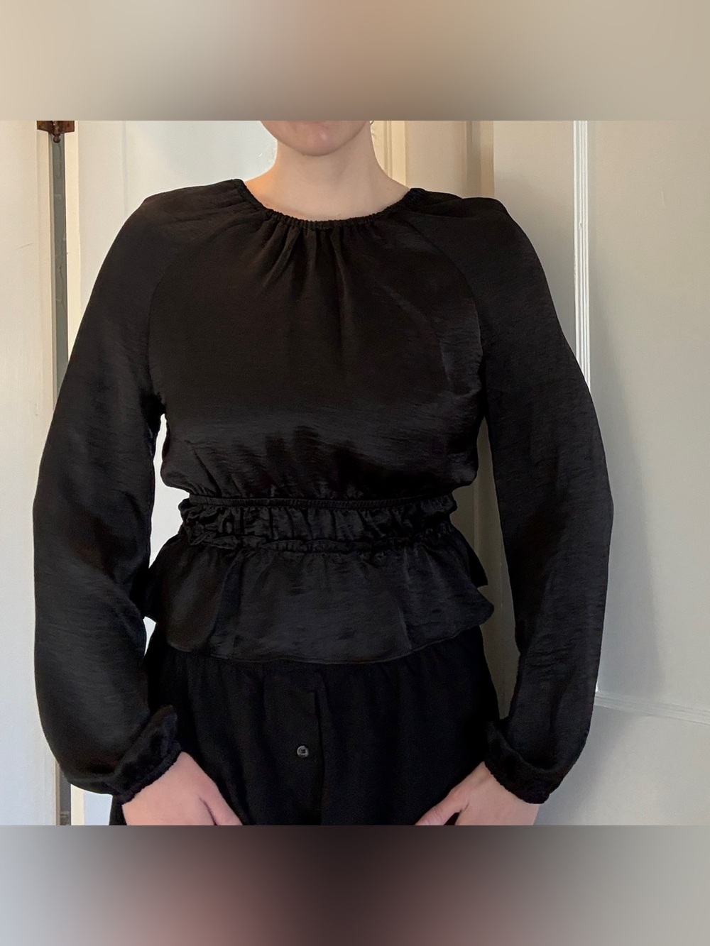 Steve Madden Black Cinched Waist Top